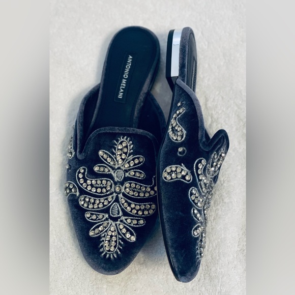 ANTONIO MELANI Genuine Leather | Velvet Embellished Flats | Offers Welcome SZ 6M - Picture 10 of 13